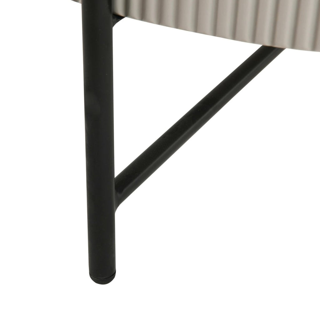 Milo Couchtisch Rund ø80 cm - Marmoroptik & Lamellenoptik Grau - FURNHOUSE