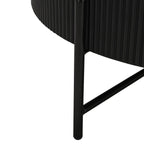 Milo Couchtisch Rund ø80 cm - Marmoroptik & Lamellenoptik Schwarz - FURNHOUSE