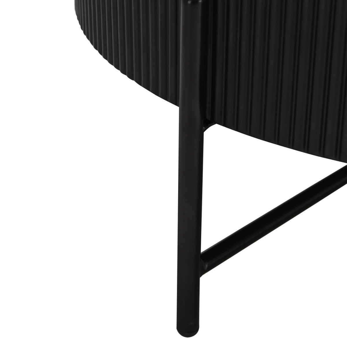 Milo Couchtisch Rund ø80 cm - Marmoroptik & Lamellenoptik Schwarz - FURNHOUSE