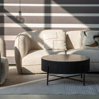 Milo Couchtisch Rund ø80 cm - Marmoroptik & Lamellenoptik Schwarz - FURNHOUSE