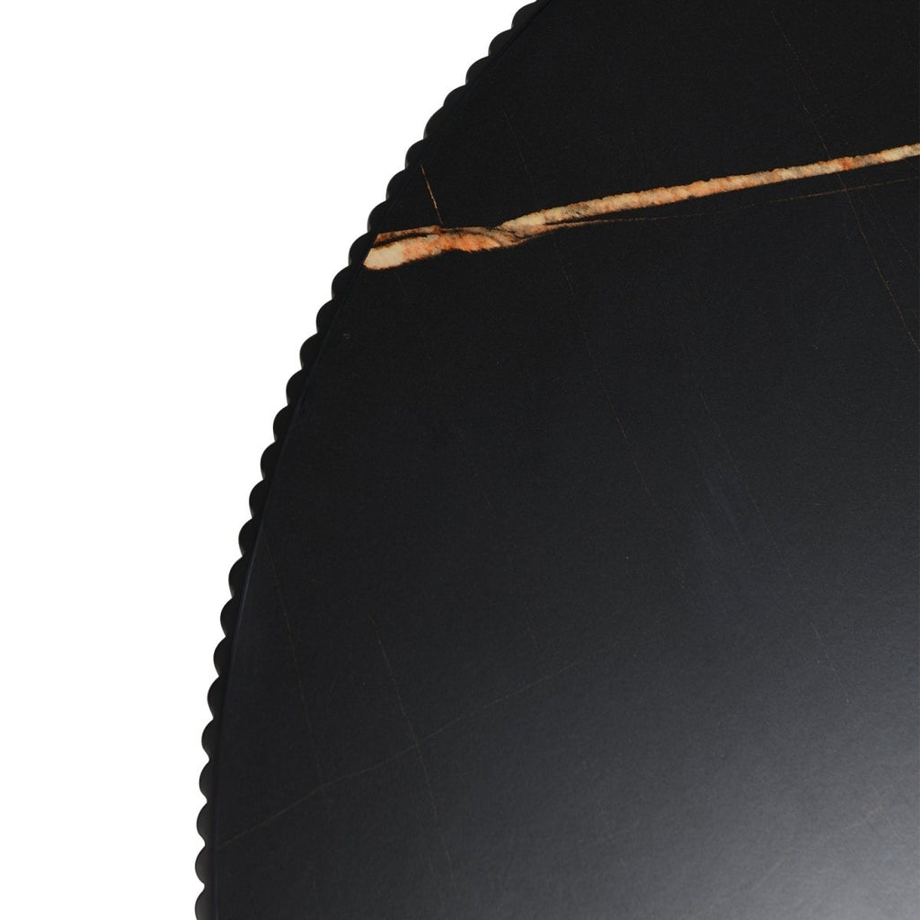 Milo Couchtisch Rund ø80 cm - Marmoroptik & Lamellenoptik Schwarz - FURNHOUSE