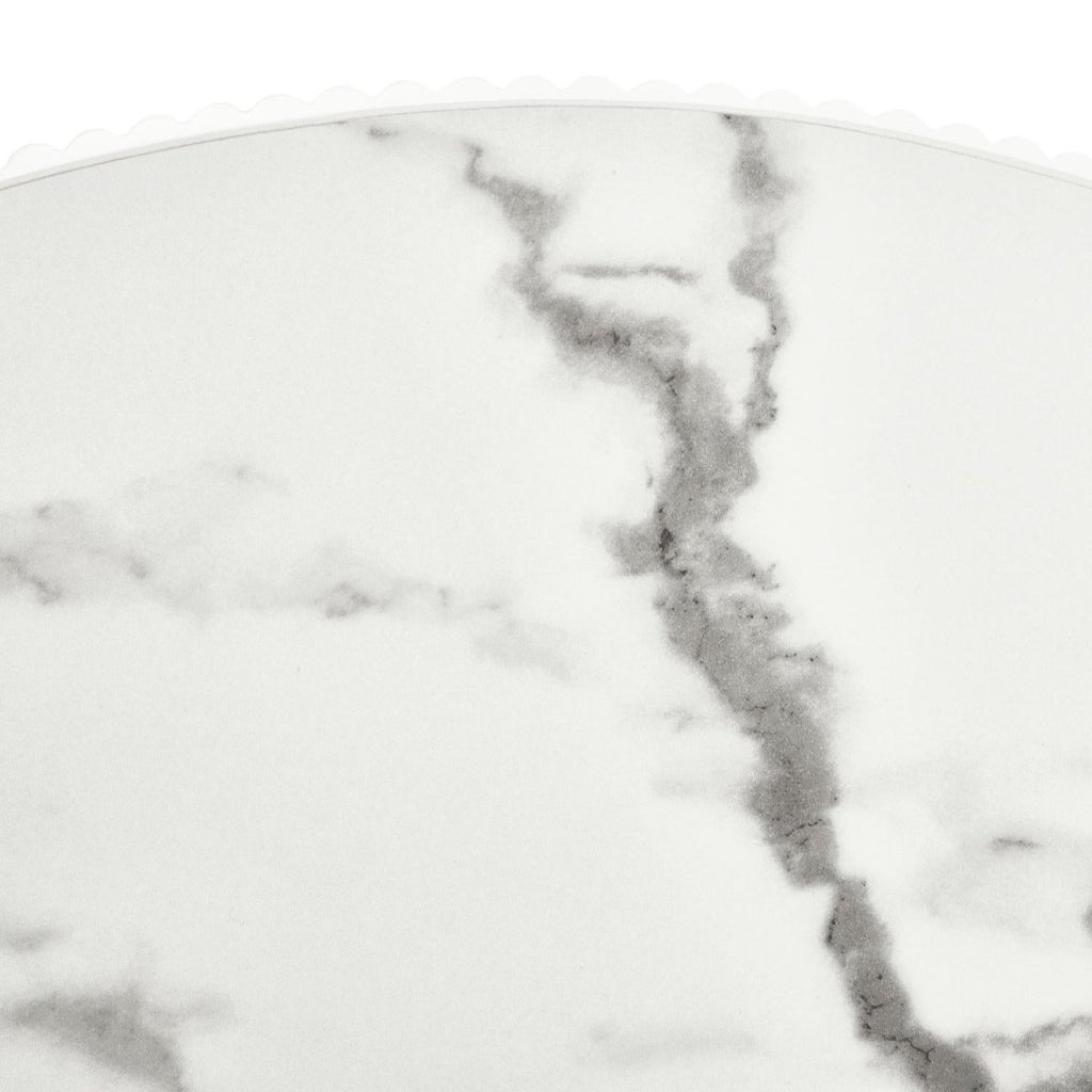 Milo Couchtisch Rund ø80 cm - Marmoroptik & Lamellenoptik Weiß - FURNHOUSE