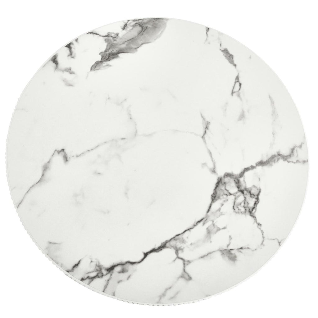 Milo Couchtisch Rund ø80 cm - Marmoroptik & Lamellenoptik Weiß - FURNHOUSE
