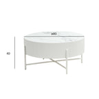 Milo Couchtisch Rund ø80 cm - Marmoroptik & Lamellenoptik Weiß - FURNHOUSE