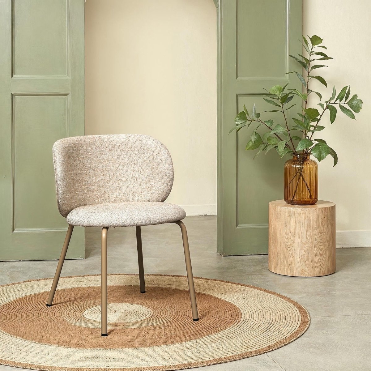 Nanna Esszimmerstühle 2er Set - Bouclé-Stoff Beige - FURNHOUSE