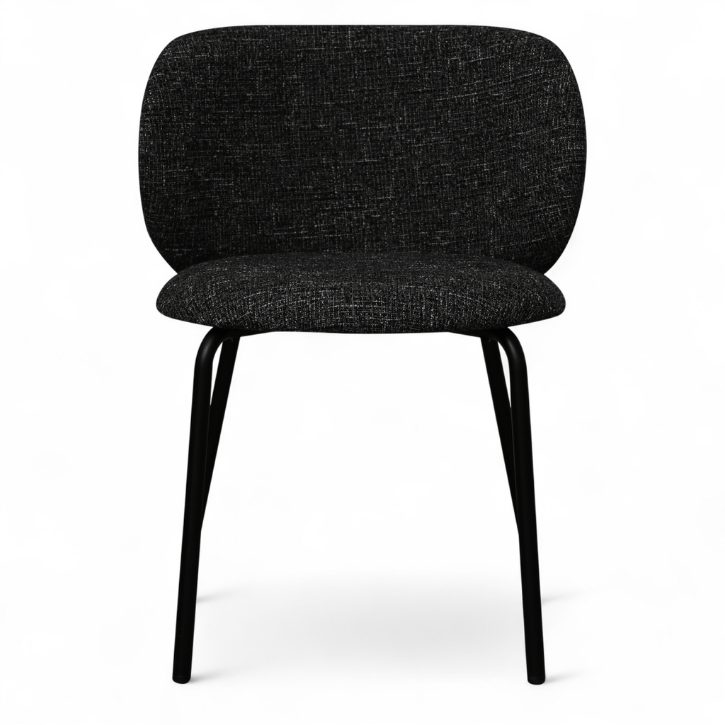 Nanna Esszimmerstühle 2er Set - Bouclé-Stoff Schwarz - FURNHOUSE