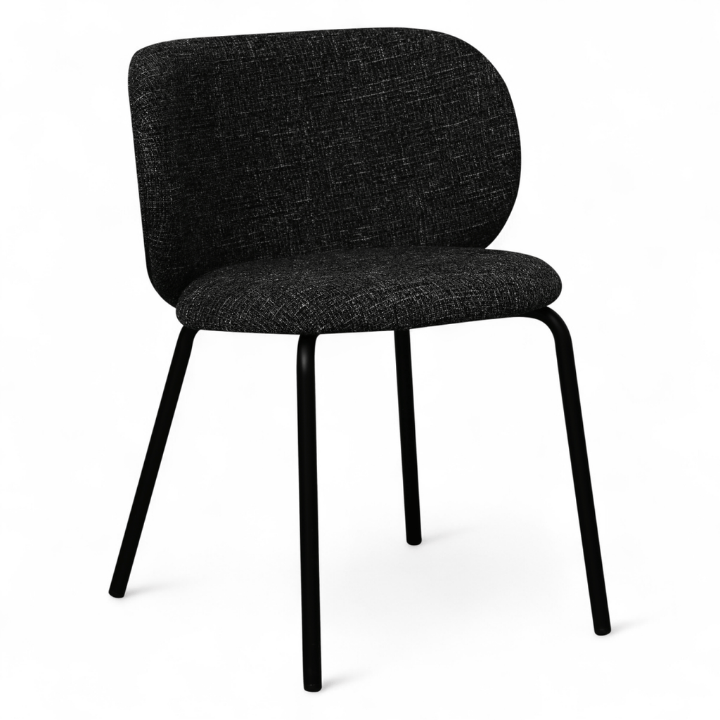 Nanna Esszimmerstühle 2er Set - Bouclé-Stoff Schwarz - FURNHOUSE
