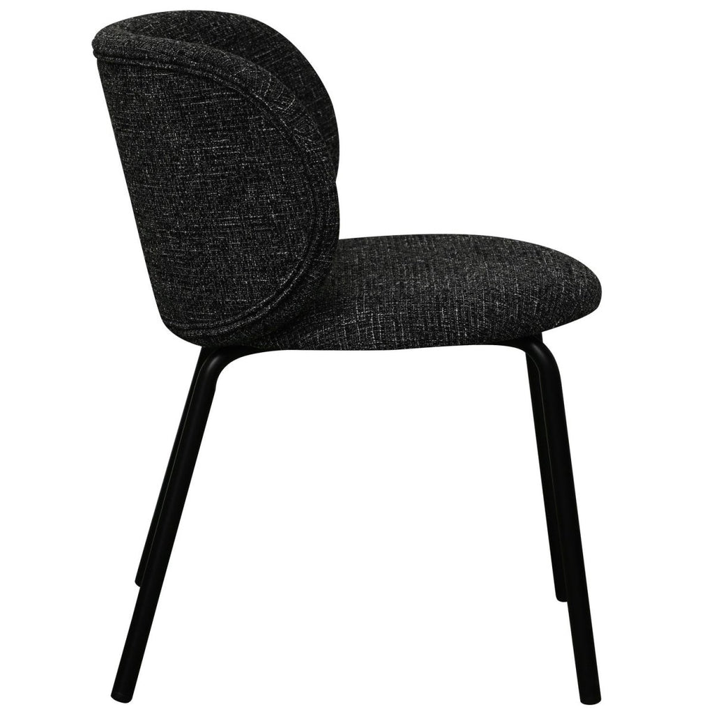 Nanna Esszimmerstühle 2er Set - Bouclé-Stoff Schwarz - FURNHOUSE