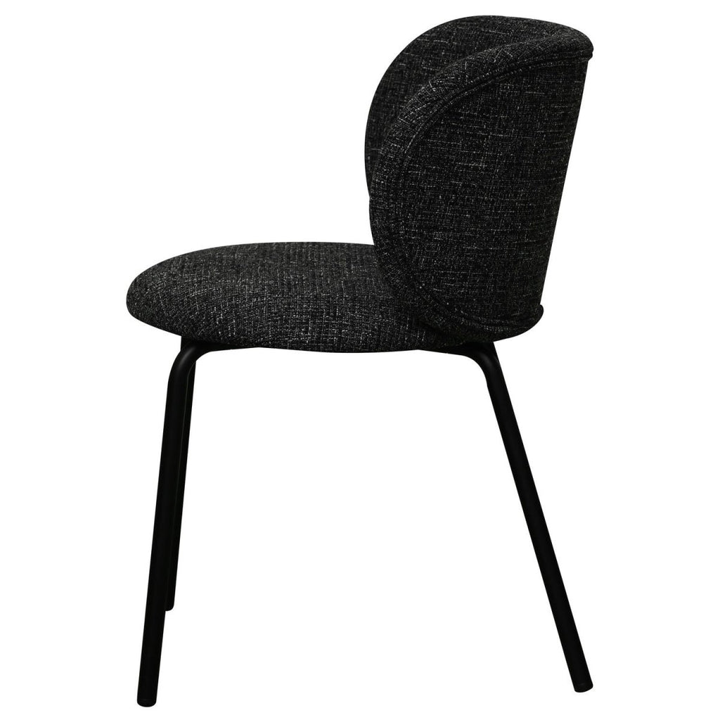 Nanna Esszimmerstühle 2er Set - Bouclé-Stoff Schwarz - FURNHOUSE