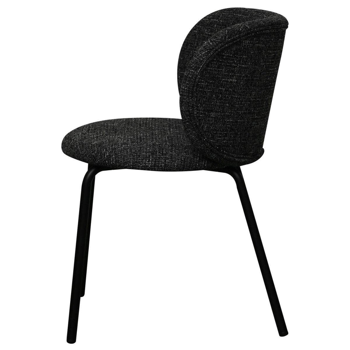 Nanna Esszimmerstühle 2er Set - Bouclé-Stoff Schwarz - FURNHOUSE