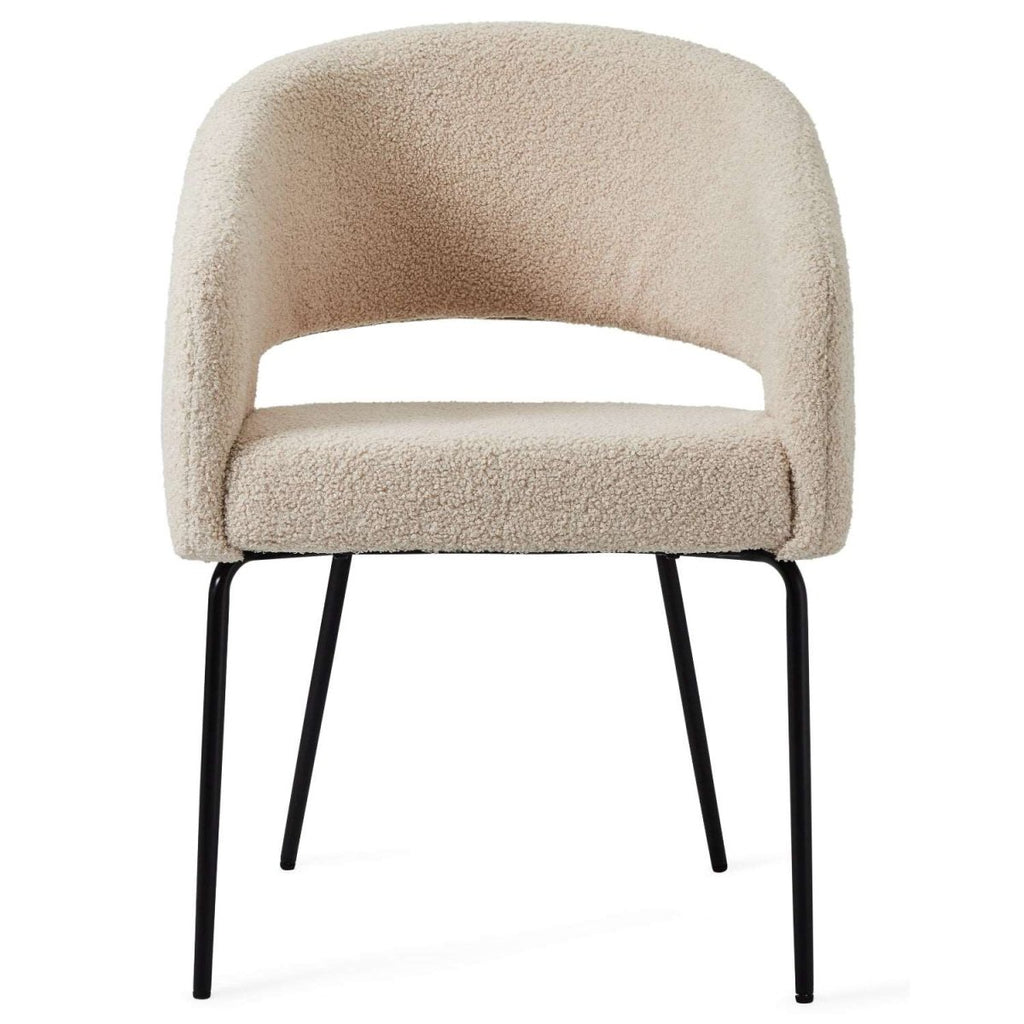 Natalie Esszimmerstühle mit Armlehne 2er Set - Bouclé-Stoff Beige - FURNHOUSE