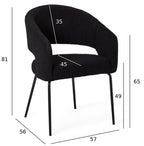 Natalie Esszimmerstühle mit Armlehne 2er Set - Bouclé-Stoff Schwarz - FURNHOUSE