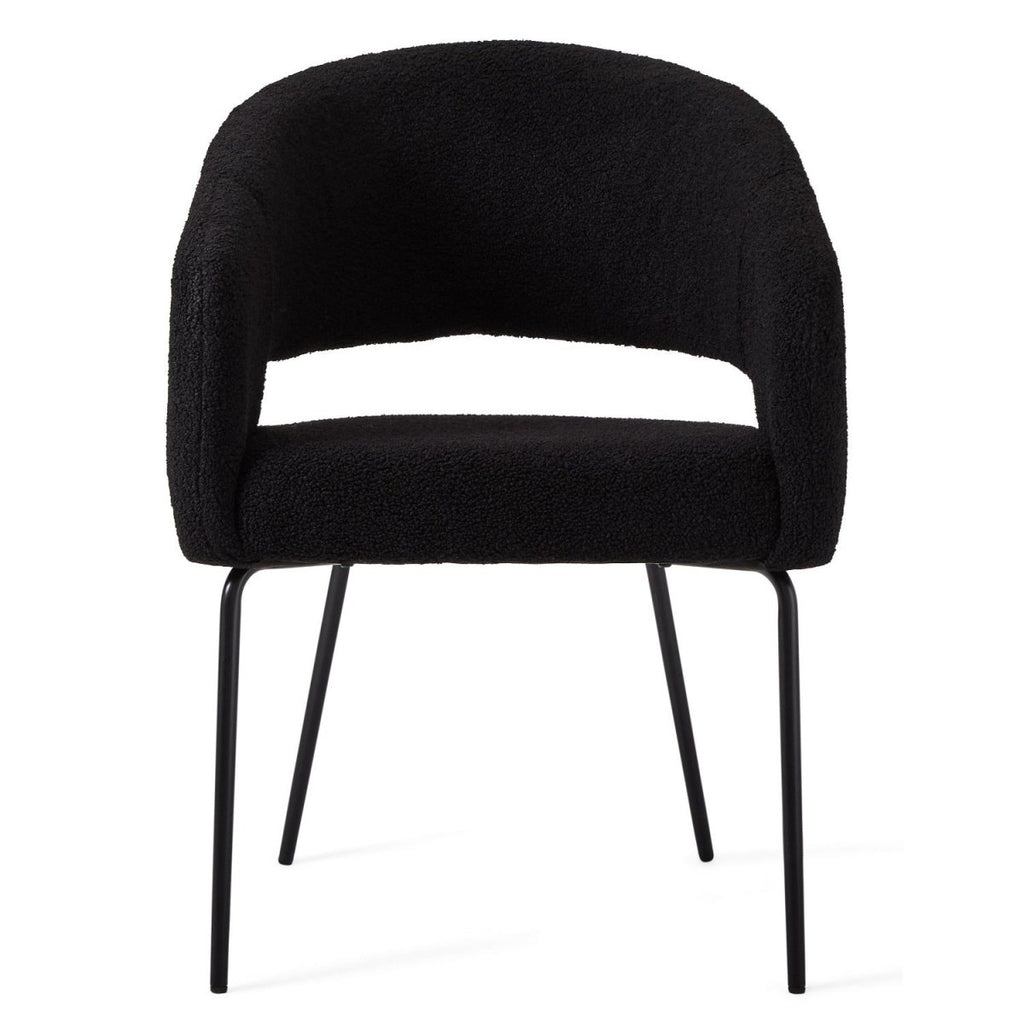Natalie Esszimmerstühle mit Armlehne 2er Set - Bouclé-Stoff Schwarz - FURNHOUSE