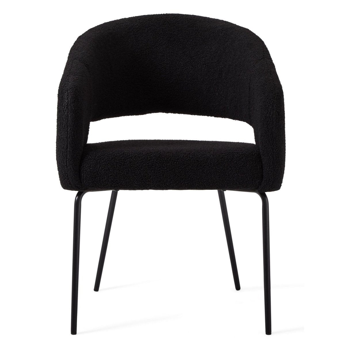 Natalie Esszimmerstühle mit Armlehne 2er Set - Bouclé-Stoff Schwarz - FURNHOUSE