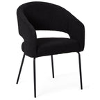 Natalie Esszimmerstühle mit Armlehne 2er Set - Bouclé-Stoff Schwarz - FURNHOUSE