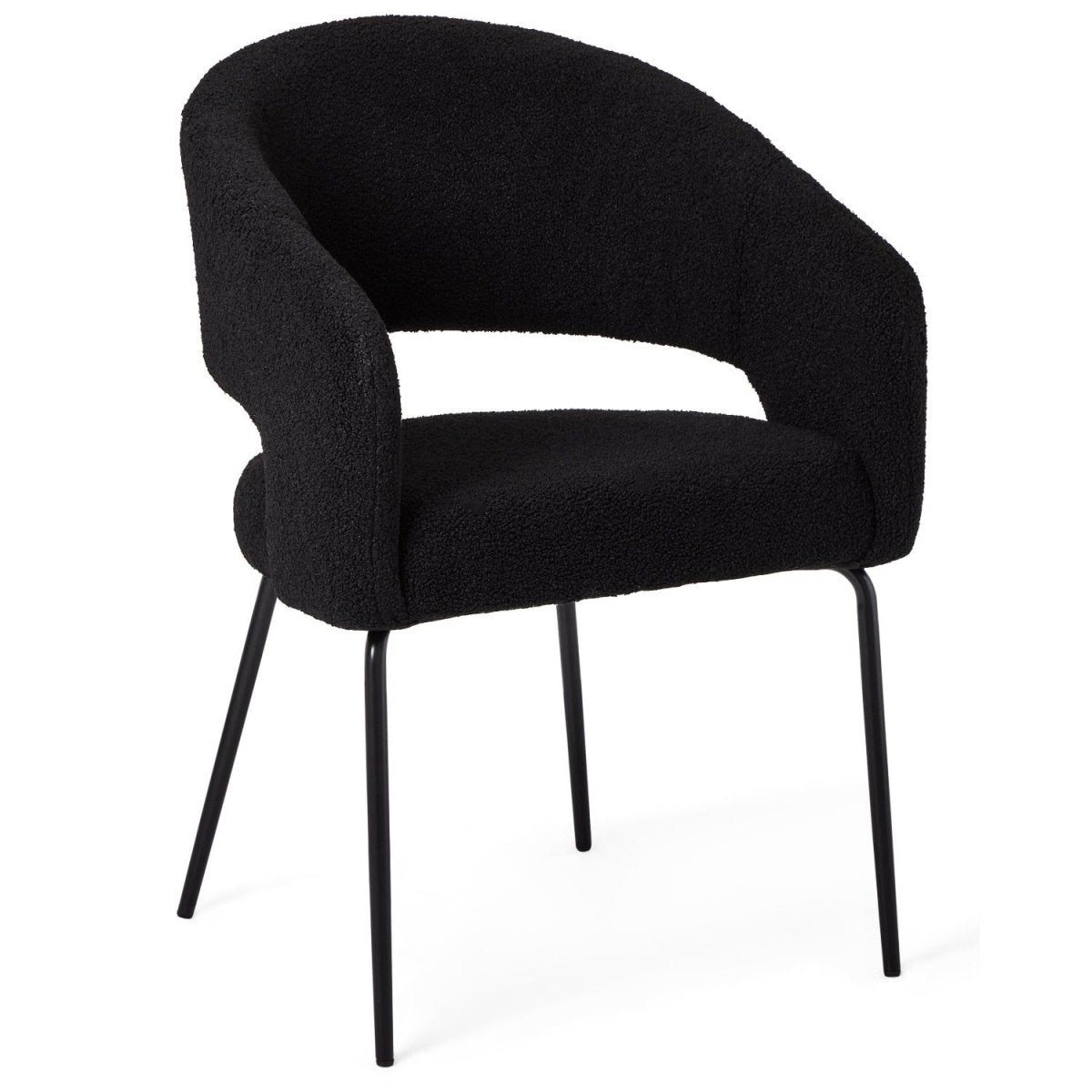 Natalie Esszimmerstühle mit Armlehne 2er Set - Bouclé-Stoff Schwarz - FURNHOUSE