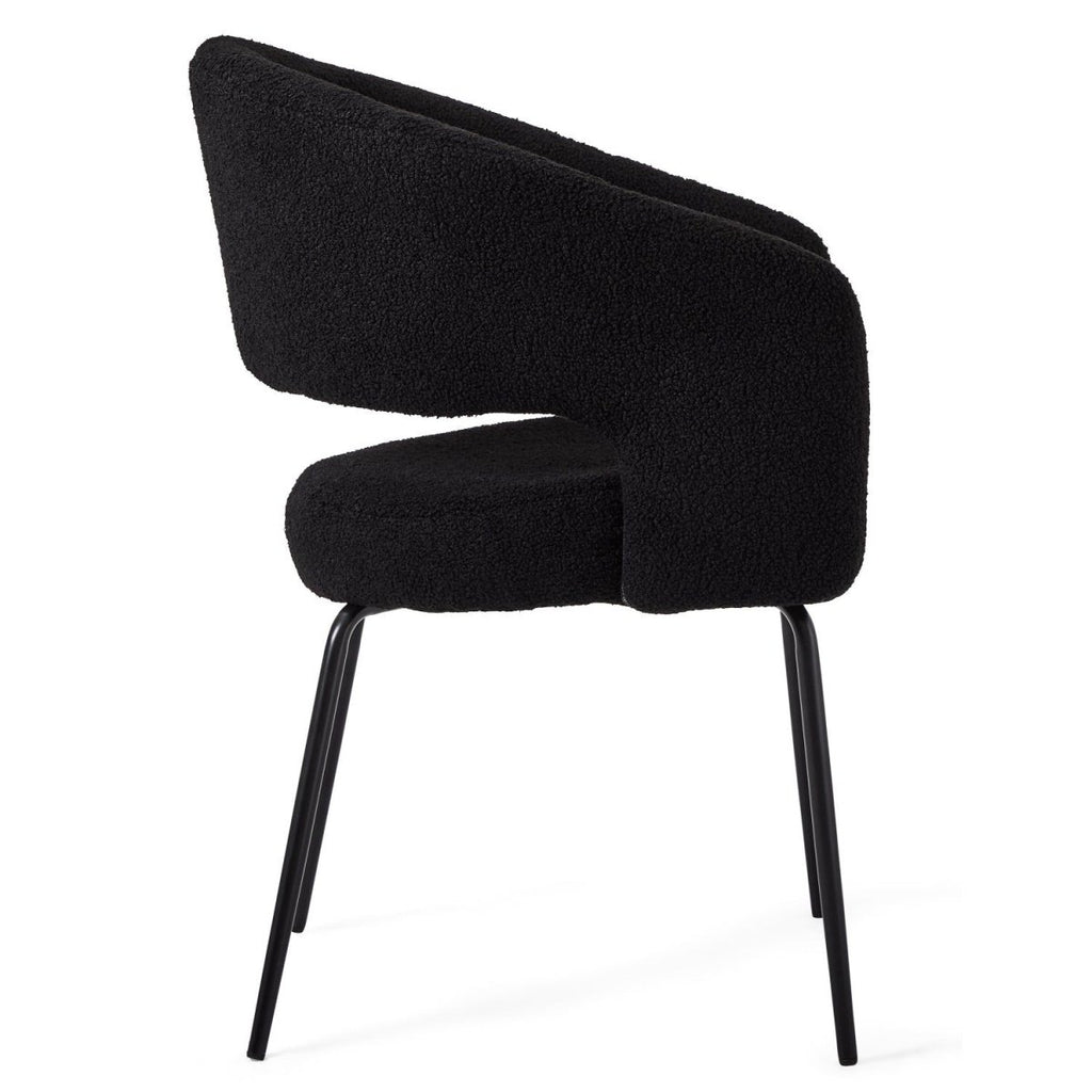 Natalie Esszimmerstühle mit Armlehne 2er Set - Bouclé-Stoff Schwarz - FURNHOUSE