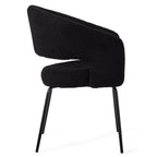 Natalie Esszimmerstühle mit Armlehne 2er Set - Bouclé-Stoff Schwarz - FURNHOUSE
