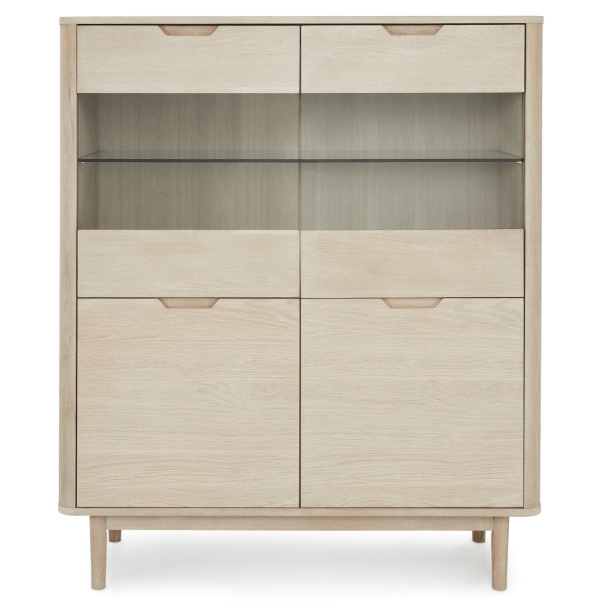 Nyborg Highboard mit LED-Beleuchtung - 123 cm breit - Eiche Weiß geöltes - FURNHOUSE