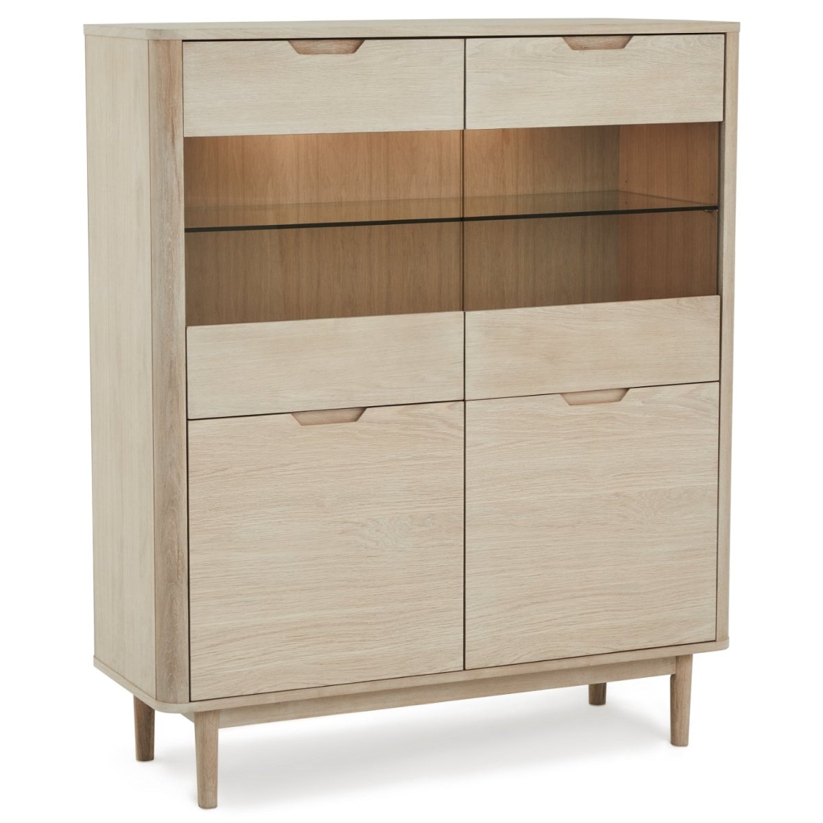 Nyborg Highboard mit LED-Beleuchtung - 123 cm breit - Eiche Weiß geöltes - FURNHOUSE