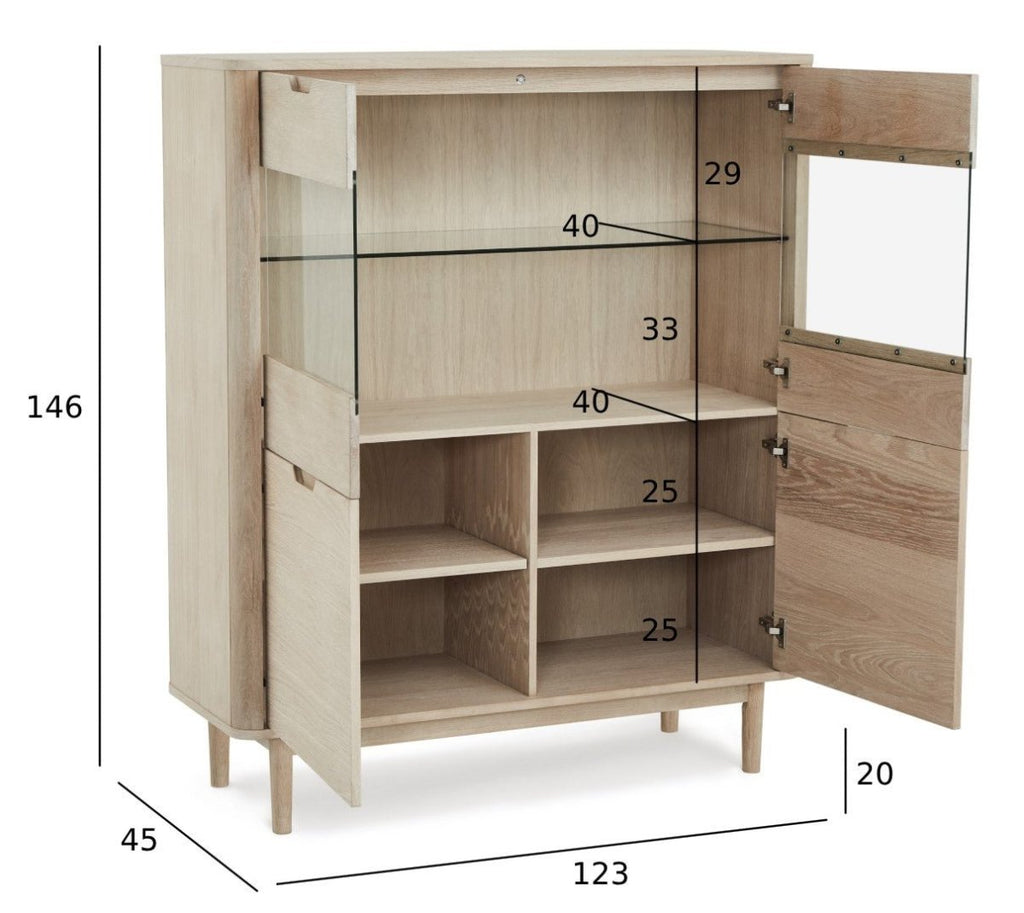Nyborg Highboard mit LED-Beleuchtung - 123 cm breit - Eiche Weiß geöltes - FURNHOUSE