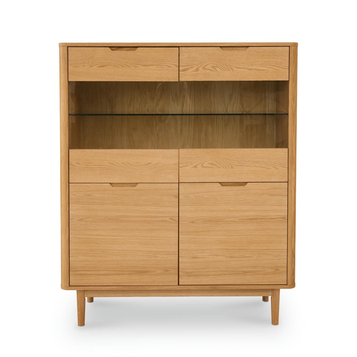 Highboard mit LED-Beleuchtung - 123 cm breit - Wildeiche - FURNHOUSE