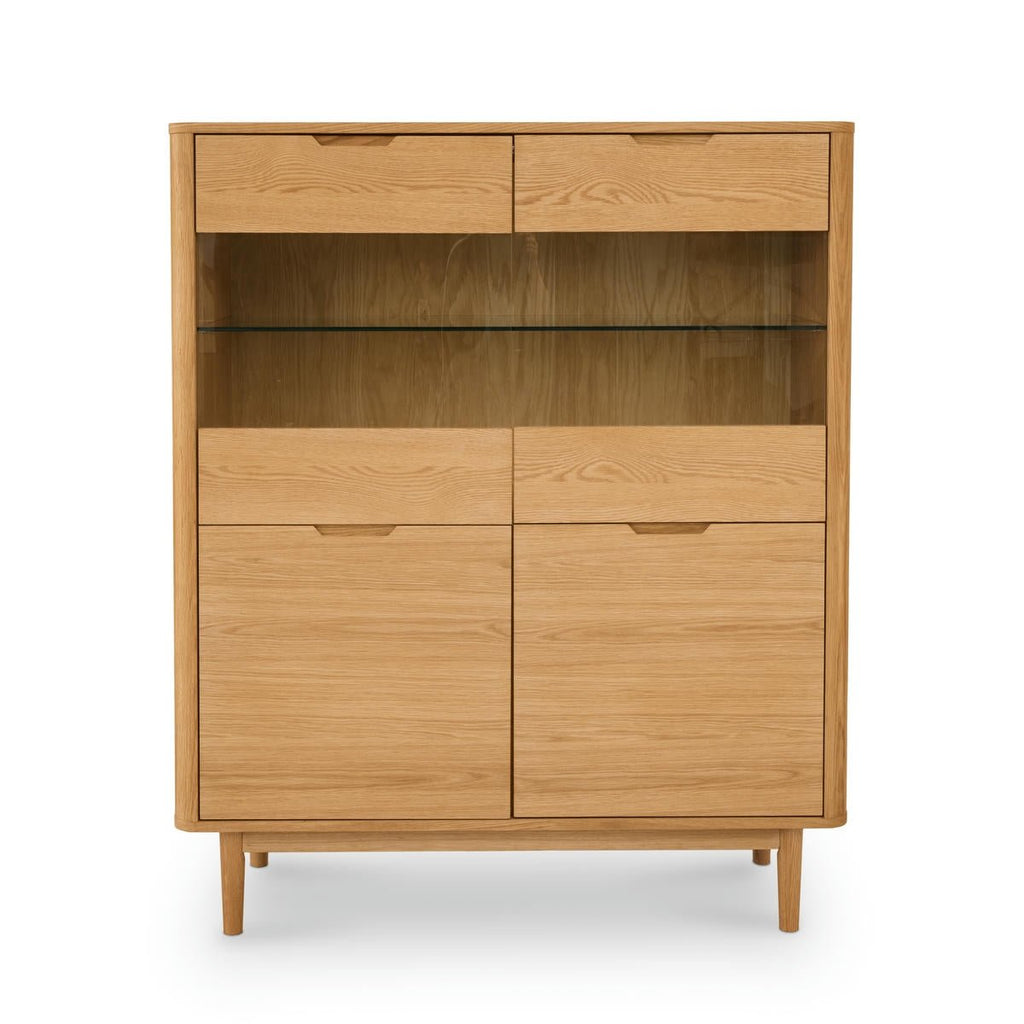 Nyborg Highboard mit LED-Beleuchtung - 123 cm breit - Wildeiche Natur - FURNHOUSE