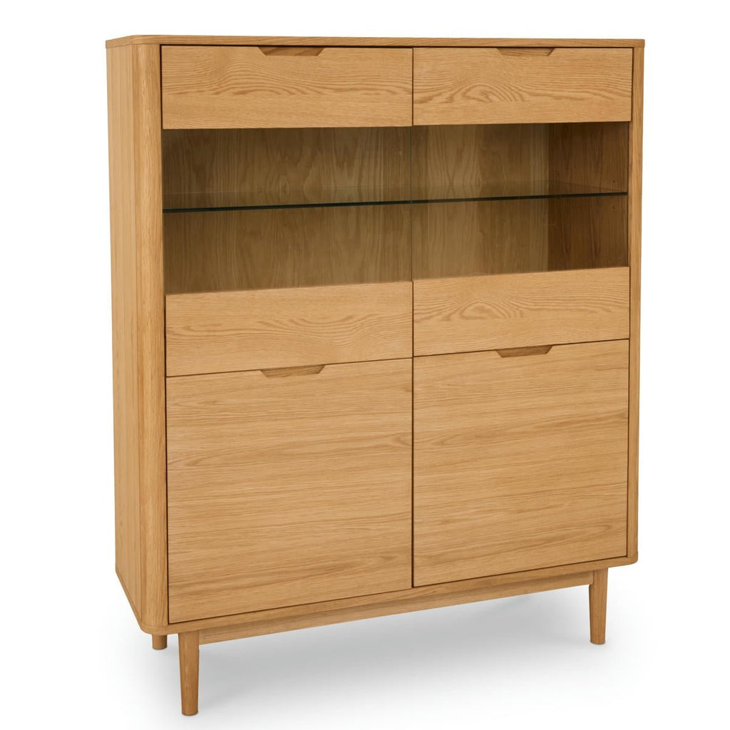 Nyborg Highboard mit LED-Beleuchtung - 123 cm breit - Wildeiche Natur - FURNHOUSE