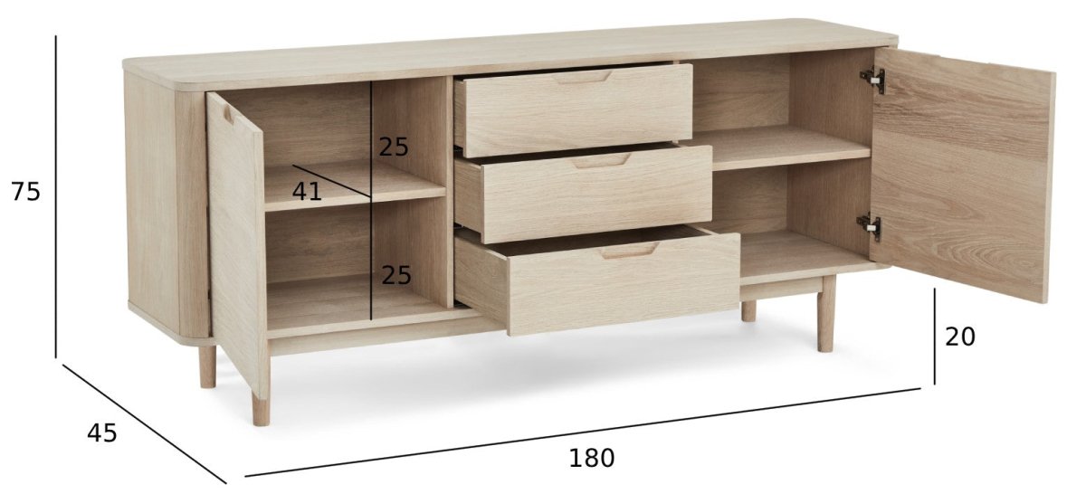 Nyborg Sideboard mit 2 Türen - 180 cm breit - Eiche Weiß geöltes - FURNHOUSE