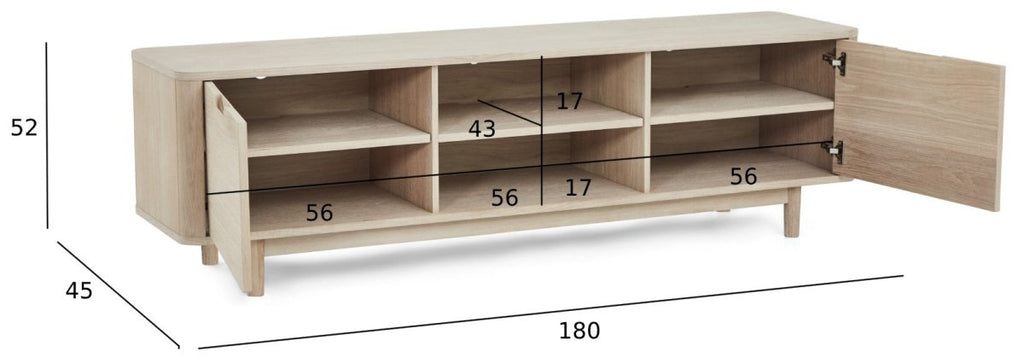 Nyborg TV-Tisch mit 2 Türen - 180 cm breit - Eiche Weiß geöltes - FURNHOUSE