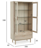 Nyborg Vitrine mit LED-Beleuchtung - 100 cm breit - Eiche Weiß geöltes - FURNHOUSE