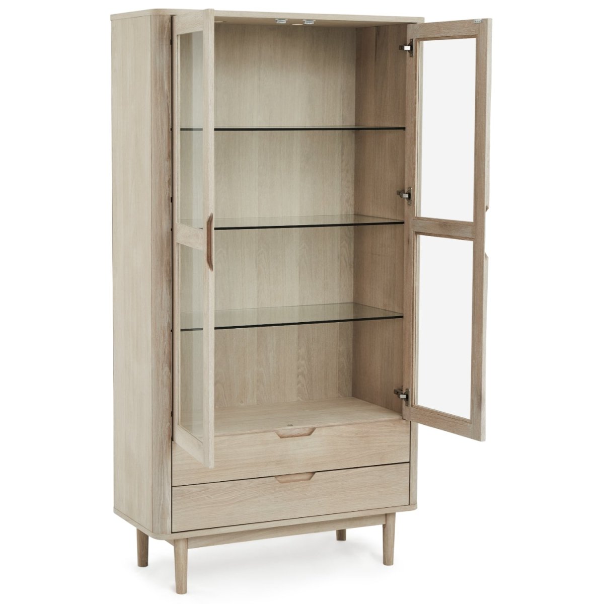 Nyborg Vitrine mit LED-Beleuchtung - 100 cm breit - Eiche Weiß geöltes - FURNHOUSE