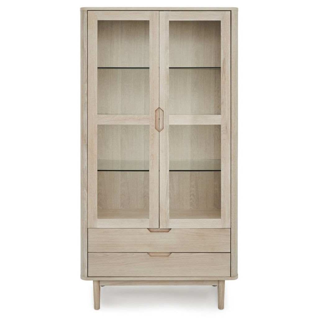 Nyborg Vitrine mit LED-Beleuchtung - 100 cm breit - Eiche Weiß geöltes - FURNHOUSE