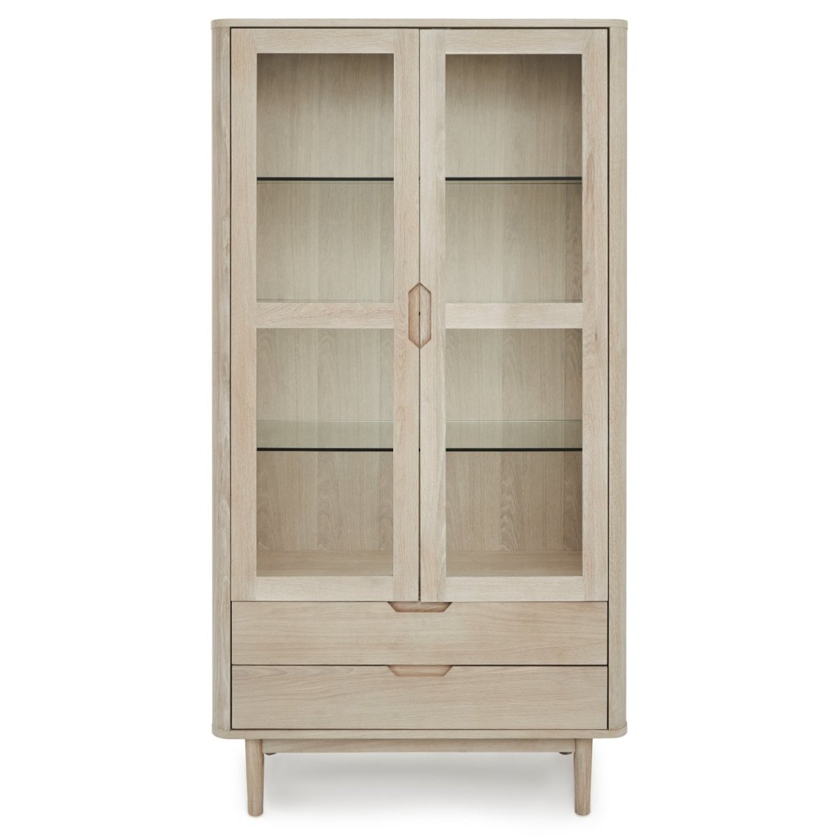 Nyborg Vitrine mit LED-Beleuchtung - 100 cm breit - Eiche Weiß geöltes - FURNHOUSE