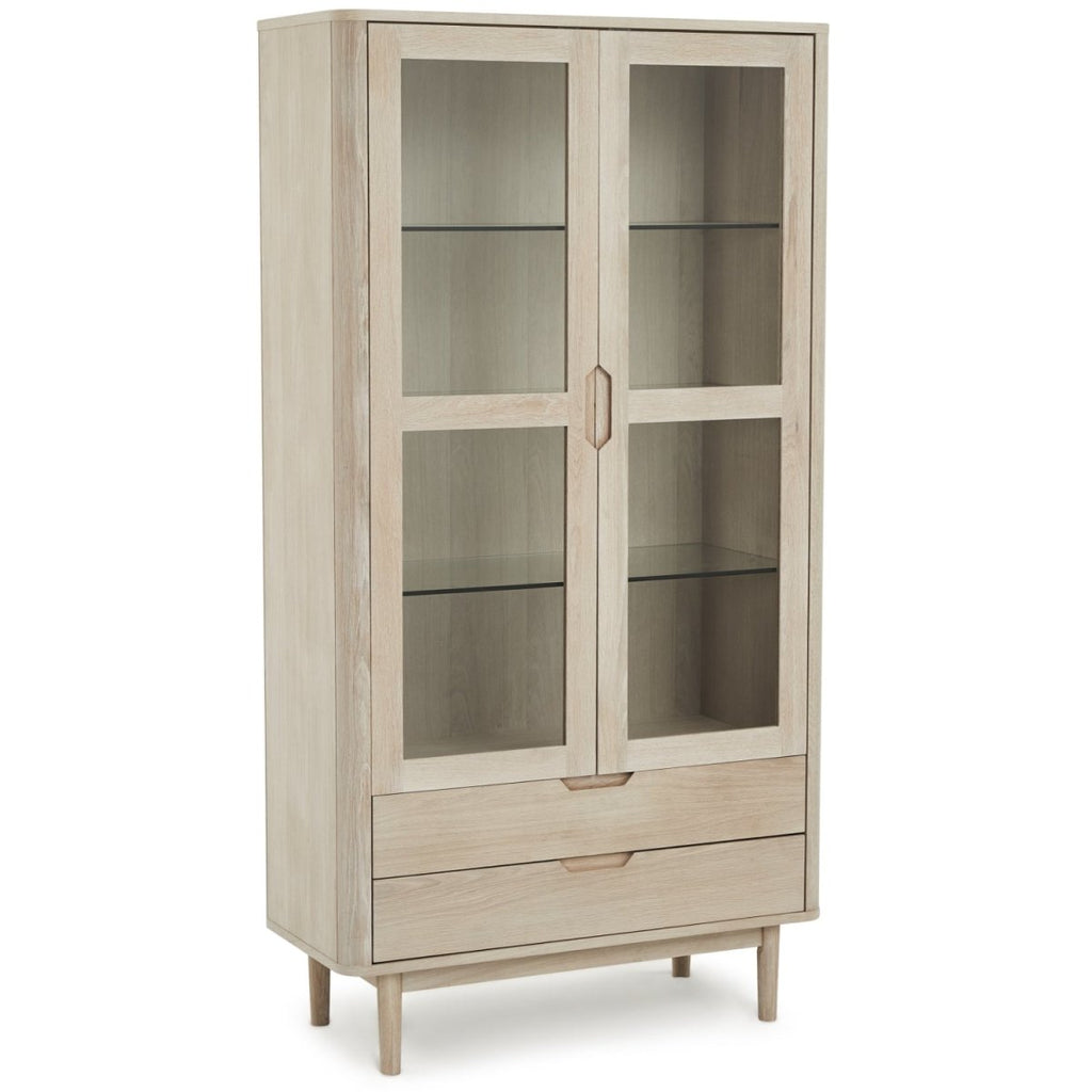 Nyborg Vitrine mit LED-Beleuchtung - 100 cm breit - Eiche Weiß geöltes - FURNHOUSE