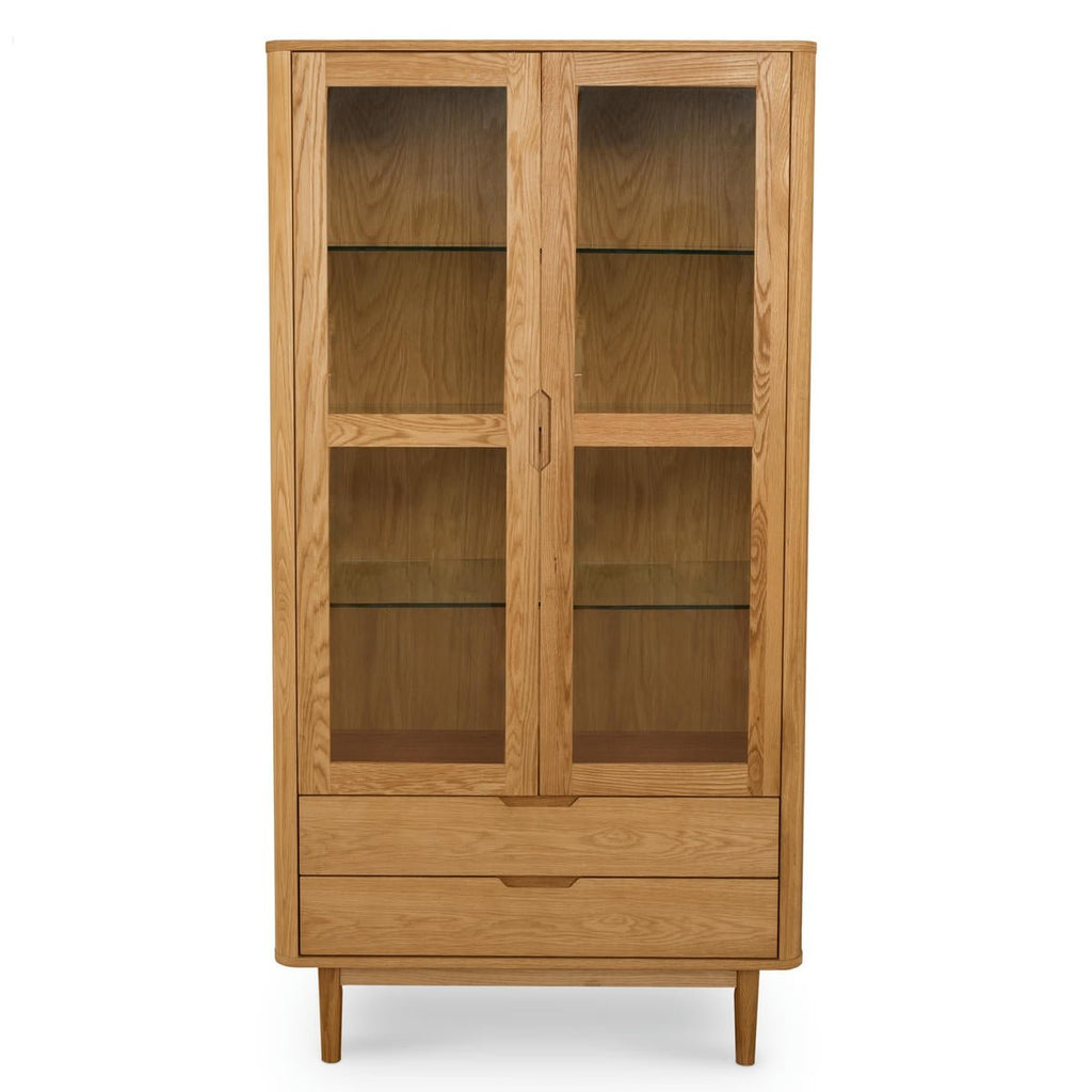 Nyborg Vitrine mit LED-Beleuchtung - 100 cm breit - Wildeiche Natur - FURNHOUSE