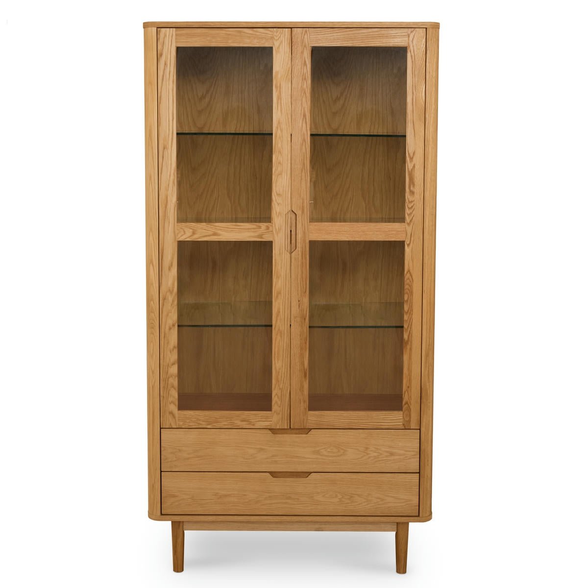 Nyborg Vitrine mit LED-Beleuchtung - 100 cm breit - Wildeiche Natur - FURNHOUSE