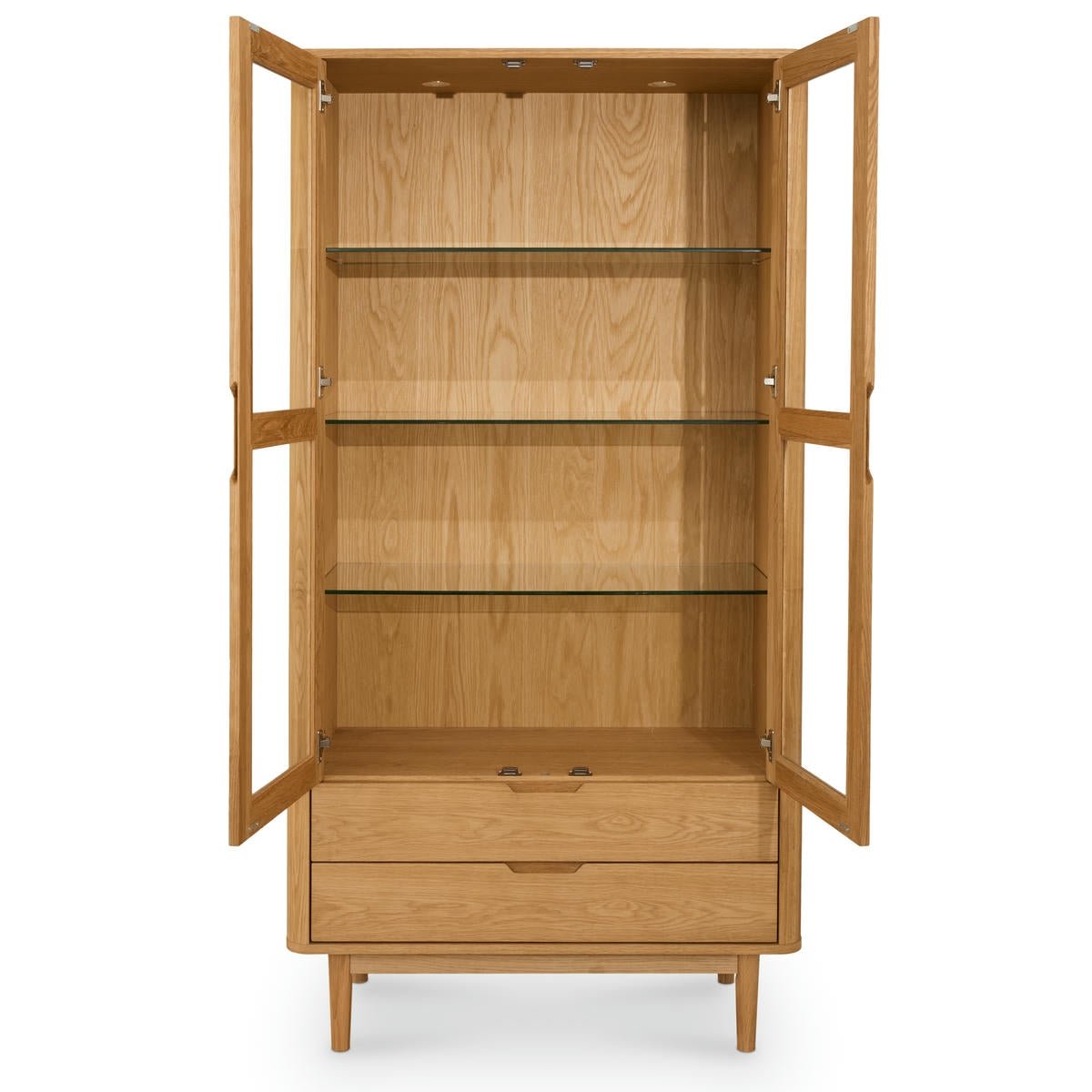 Nyborg Vitrine mit LED-Beleuchtung - 100 cm breit - Wildeiche Natur - FURNHOUSE