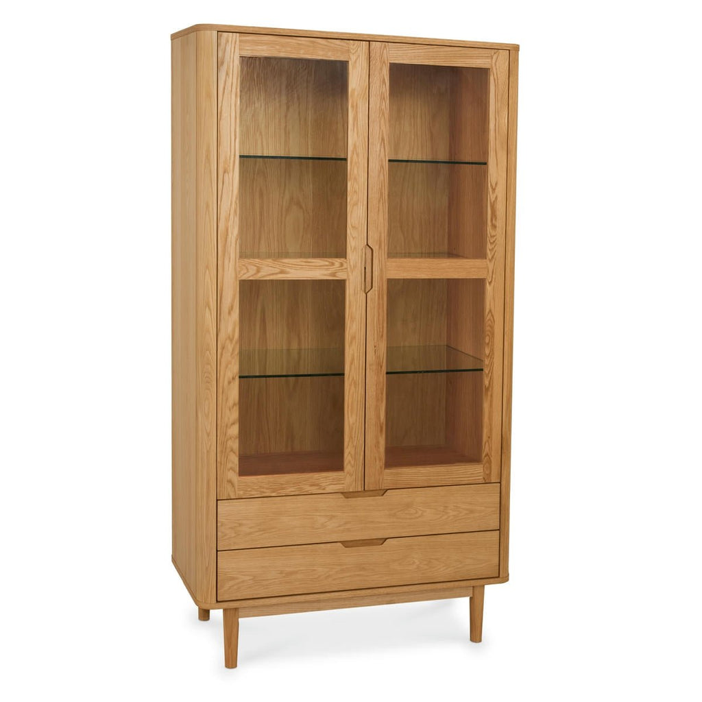 Nyborg Vitrine mit LED-Beleuchtung - 100 cm breit - Wildeiche Natur - FURNHOUSE