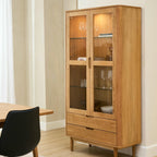 Nyborg Vitrine mit LED-Beleuchtung - 100 cm breit - Wildeiche Natur - FURNHOUSE