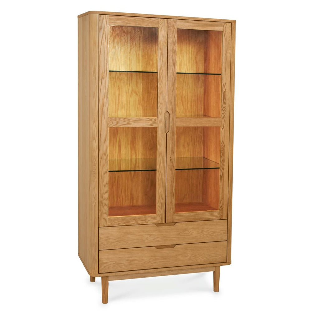 Nyborg Vitrine mit LED-Beleuchtung - 100 cm breit - Wildeiche Natur - FURNHOUSE