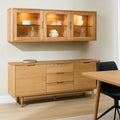 Wandschrank mit LED-Beleuchtung - 180 cm breit - Wildeiche - FURNHOUSE