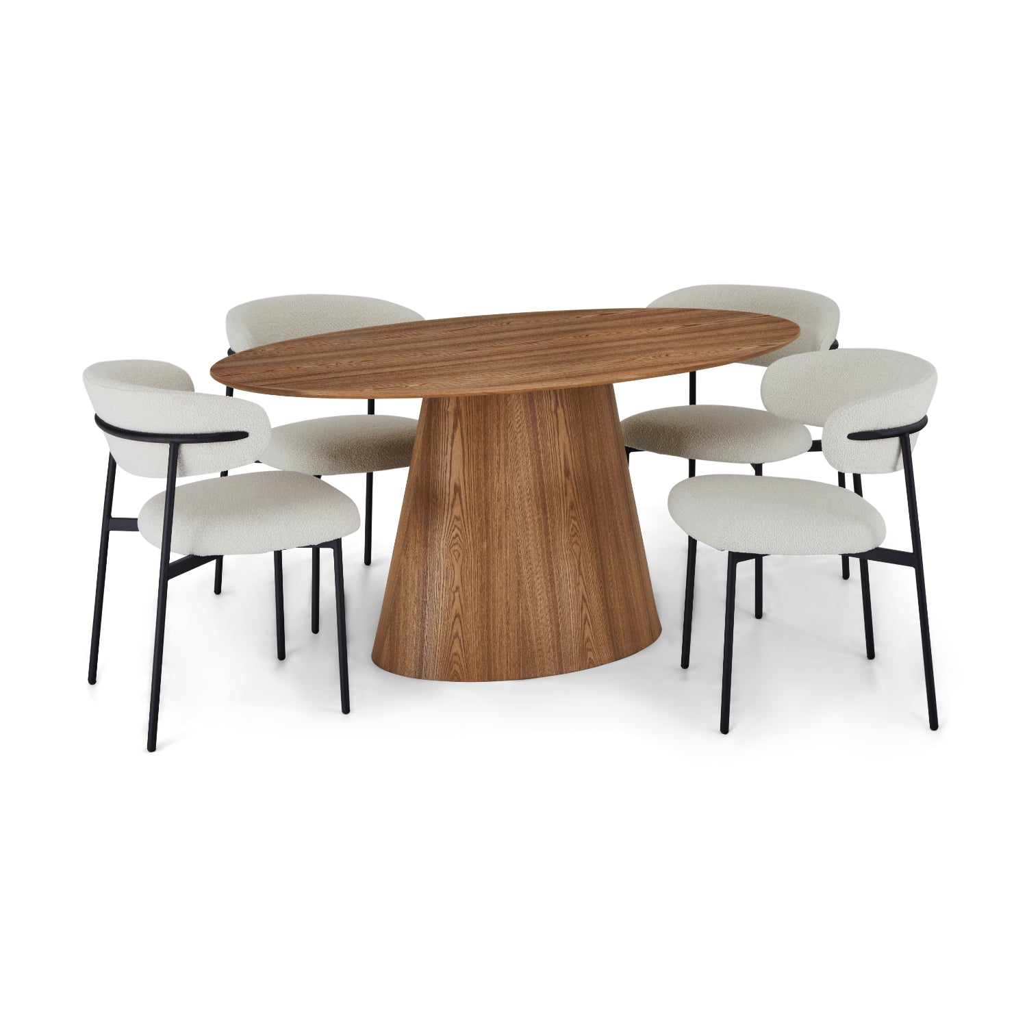 Ovaler Essstisch mit Säulenfuß Tango Eichefarben 160x90 cm - FURNHOUSE