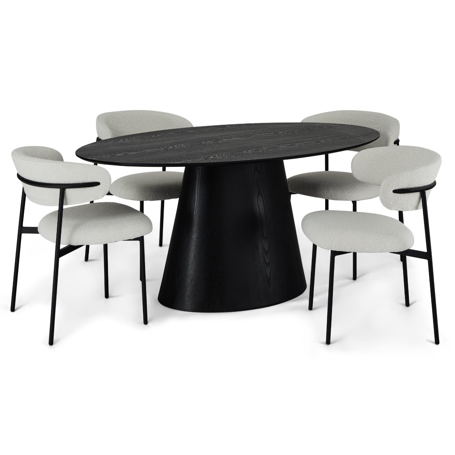 Ovaler Essstisch mit Säulenfuß Tango Schwarz 160x90 cm - FURNHOUSE