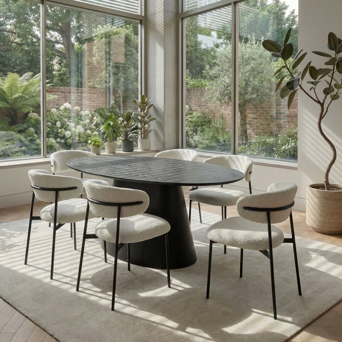 Ovaler Esstisch 160x90 cm - Eiche Schwarz - IBBE DESIGN - FURNHOUSE