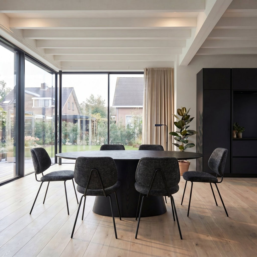 Ovaler Esstisch 160x90 cm - Eiche Schwarz - IBBE DESIGN - FURNHOUSE