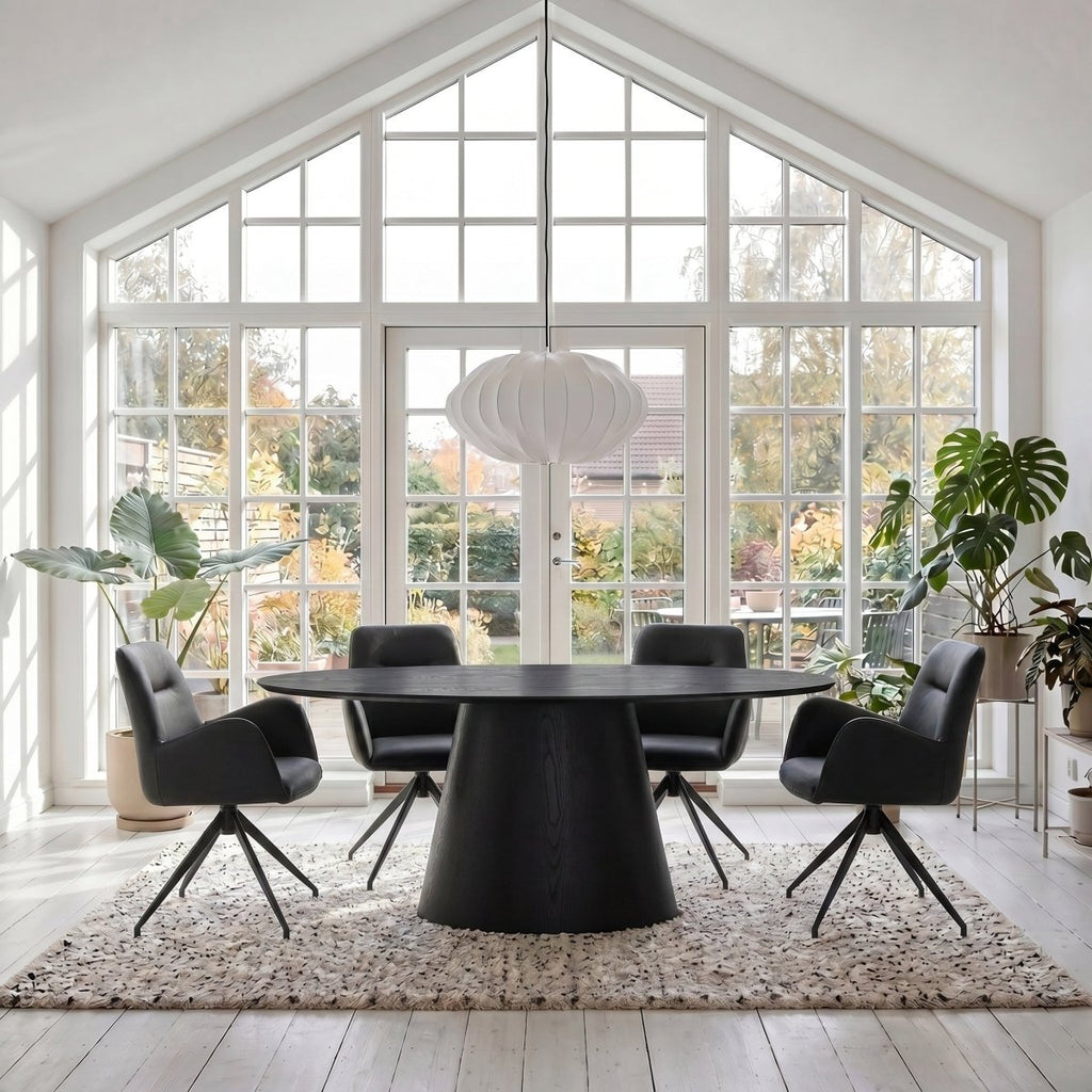 Ovaler Esstisch 160x90 cm - Eiche Schwarz - IBBE DESIGN - FURNHOUSE