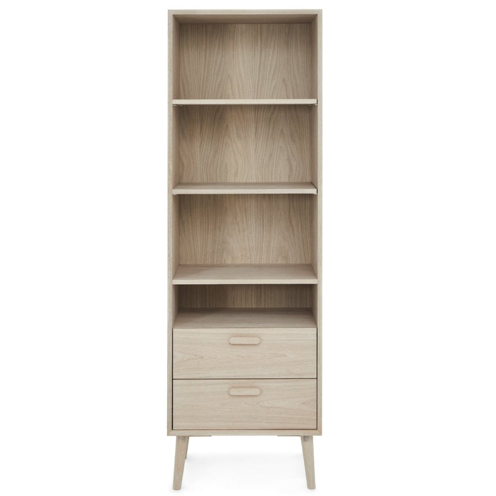 Porto Bücherregal mit Schubladen - 60 cm breit - Eiche Weiß geöltes - FURNHOUSE