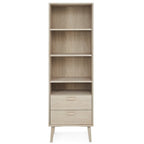 Porto Bücherregal mit Schubladen - 60 cm breit - Eiche Weiß geöltes - FURNHOUSE