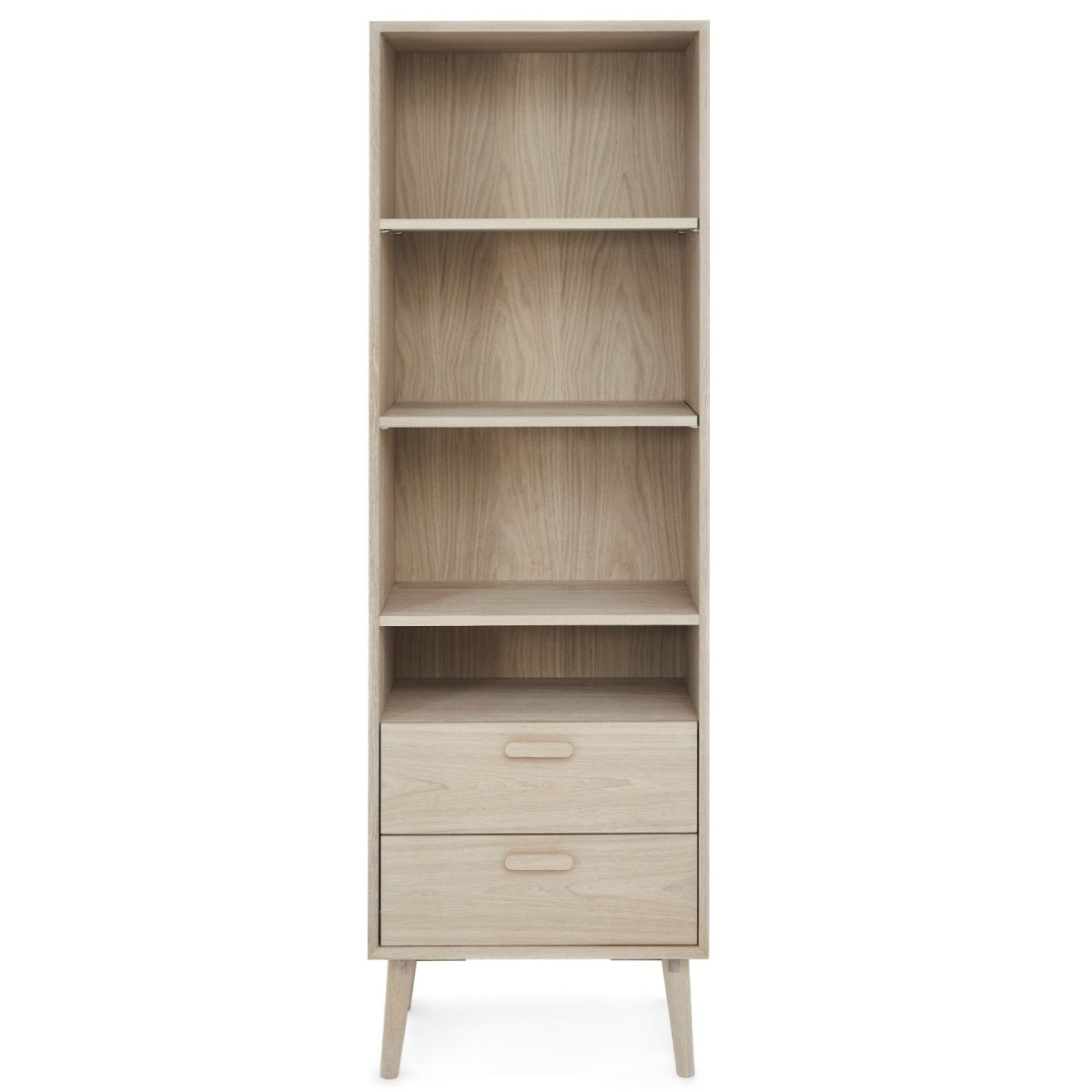 Porto Bücherregal mit Schubladen - 60 cm breit - Eiche Weiß geöltes - FURNHOUSE